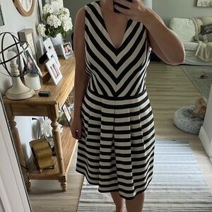 Black and white stripped banana republic dress